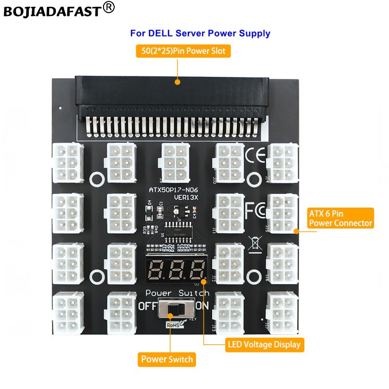 Placa de Conexão PCI-E de 6 Pi - 2400W Server Psu Breakout Board avaliação e preço